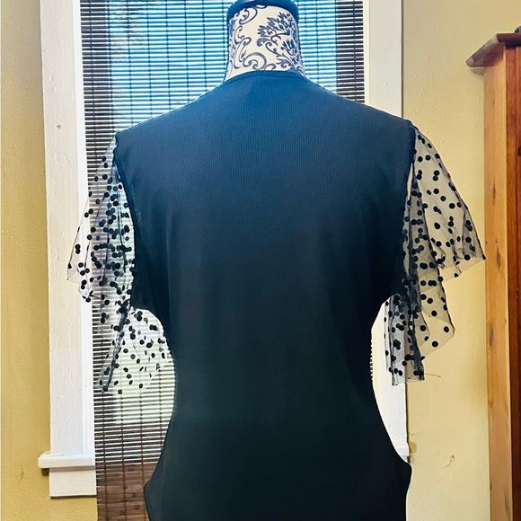 Shein black bodysuit with sheer sleeves. - Picture 5 of 7